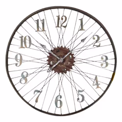 Lowell 21457, Parete, Orologio meccanico, Rotondo, Metallico, Legno, Metallo, Metallo