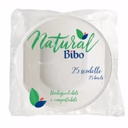 BIBO 25 Scodelle In Bioplastica Bianche 500 ml, Ciotola, Rotondo, Plastica, Bianco, Monocromatico, 25 pz