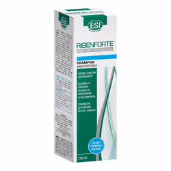 Esi Rigenforte è uno shampoo antiforfora delicato che non aggredisce il cuoio capelluto