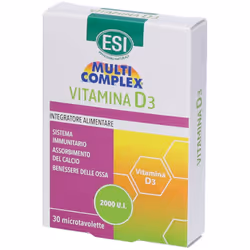 ESI Multicomplex Vitamina D è un integratore utile all'organismo per il reintegro di Vitamine, in particolare il prodotto è r ...
