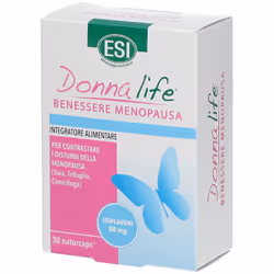 Esi Donna Life Benessere Menopausa è un rimedio per contrastare i disturbi della menopausa come le vampate di calore, la perd ...