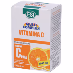 Esi Vitamina C Pura è un integratore alimentare utile per il reintegro di vitamina C. Confezione da 20 bustine.