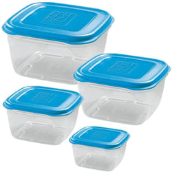 Giostyle - gio'style Set di 4 Contenitori Ermetici per Alimenti - 0.5L + 1L + 1.5L + 2L - Made in Italy - Quadrati - Adatto a Frigorifero, Freezer,