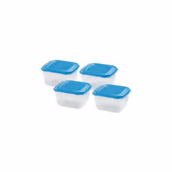 set di 4 contenitori di colore azzurro realizzati in plastica Contenitori ermetici quadrati di diverse dimensioni e capacità ...