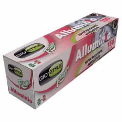 Rotolo in alluminio per alimenti, nel comodo box in cartone con seghetto per lo strappo. Rotolo da 150 mt Utile per cuocere o ...