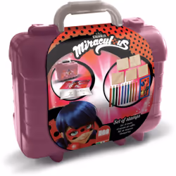 Multiprint Travel set valigetta in plastica Miracolous, Set di timbri per bambini, 3 anno/i, Non tossico, Multicolore