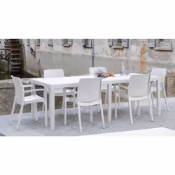 TAVOLO DA ESTERNO - Ripiano rettangolare allungabile da pranzo, Tavolo da giardino estensibile effetto rattan, 100% Made in I ...