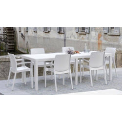 Ipae Progarden - Tavolo da esterno, Ripiano rettangolare allungabile da pranzo, Tavolo da giardino estensibile effetto rattan, 100% Made in Italy,