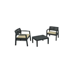 Set salotto da esterno, Set da giardino con 2 poltrone e 1 tavolino, Salottino indoor e outdoor con cuscini, 100% Made in Italy, Antracite