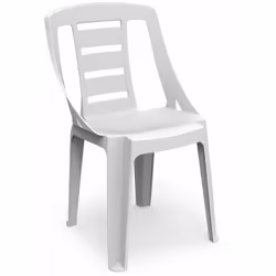 Scopri la Sedia Sonda in resina bianca, perfetta per ogni ambiente domestico. Design elegante con schienale effetto doghe, im ...