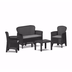Ipae-Progarden Set Salotto Jungle Antracite Con Cuscini - Vista aggiuntiva 4