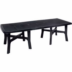 A 6 gambe. Resistente agli agenti atmosferici. Dimensioni cm 180/240x100xh.72.
