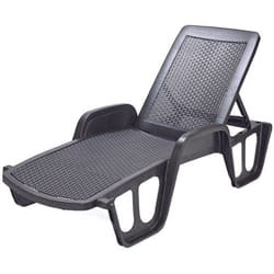 Fraschetti - Lettino prendisole sedia sdraio con schienale reclinabile effetto rattan antracite letto per piscine mare spiaggia giardino hotel