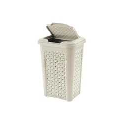 Tontarelli - arianna pattumiera 10LT angora superficie intrecciata effetto vimini 10 l 24 x 20 x h 35 cm con coperchio