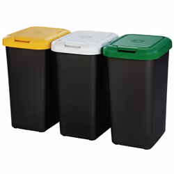 Trio Tre bidoni modulari per la raccolta differenziata con chiusura ferma sacchetto e coperchio a scatto. Capacità - misure 2 ...
