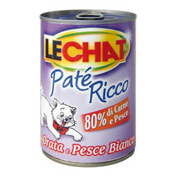 LeChat Gatto Adult Paté 400gr ricco con Orata e Pesce Bianco