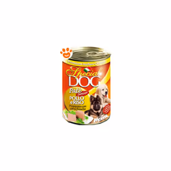 Paté premium preparato con carni fresche di pollo e riso, adatto all’alimentazione quotidiana di cuccioli di tutte le razze,  ...