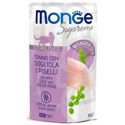 Monge Supreme bst per Gatti Sterilizzati da 80 gr Tonno con Sogliola e Piselli