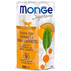 MONGE SUPREME GATTINO è un alimento bilanciato per gattini in accrescimento. Formulato appositamente per favorire la vitalità ...