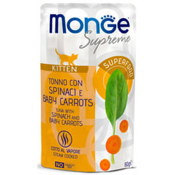 Supreme bst per Gatti Kitten da 80 gr Tonno con Spinaci e Baby Carrots - Monge