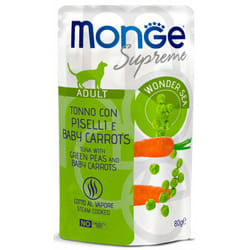 Supreme bst per Gatti Adulti da 80 gr Tonno con Piselli e Baby Carrots - Monge