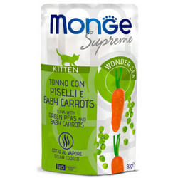 Supreme bst per Gatti Kitten da 80 gr Tonno con Piselli e Baby Carrots - Monge