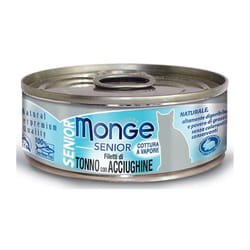 Natural Superpremium Jelly per Gatto Senior con Filetti di Tonno e Alici da 80 gr - Monge