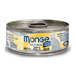 Monge Natural Superpremium Cotti a Vapore per Gatto da 80 gr Tonno Pollo e Mais