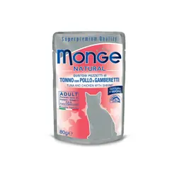 Monge Cat Natural Busta gr.80 Tonno con Pollo e Gamberi