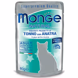 Monge Alimento umido per gatti assolutamente naturale e di alta qualità. Con ingredienti adatti al consumo umano, non contien ...
