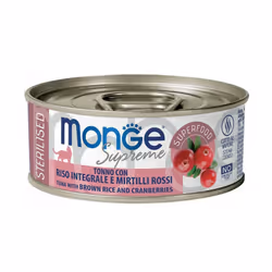 MONGE SUPREME GATTO STERILIZZATO TONNO è un alimento bilanciato per gatti adulti sterilizzati. Il primo ingrediente è il Tonn ...