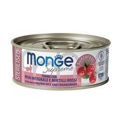 Supreme per Gatti Sterilizzati da 80 gr Tonno con Riso Integrale e Mirtilli Rossi - Monge