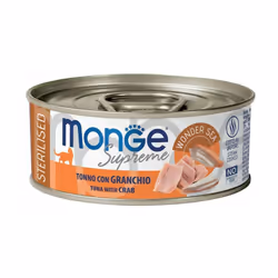 MONGE SUPREME GATTO STERILIZZATO TONNO è un alimento bilanciato per gatti adulti sterilizzati. Il primo ingrediente è il Tonn ...