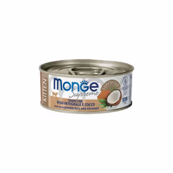 Monge Supreme Kitten (tonno con riso integrale e cocco) è un alimento bilanciato per gattini. Formulato appositamente per fav ...