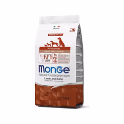 Le crocchette Monge Natural Superpremium Speciality Line Puppy & Junior con Agnello e Riso sono un alimento completo per cucc ...
