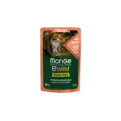 Monge Cat BWild Busta gr.80 Sterilised Salmone con Gamberetti e Ortaggi