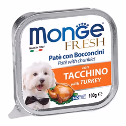 Monge Fresh Patè e Bocconcini è il cibo umido completo per cani adulti. Il suo complesso nutrizionale è sviluppato per favori ...