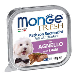 Monge Fresh Patè e Bocconcini per Cane in Vaschetta da 100 gr Agnello