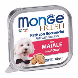 Monge Fresh Patè e Bocconcini è il cibo umido completo per cani adulti. Il suo complesso nutrizionale è sviluppato per favori ...