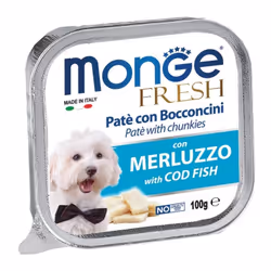 Fresh Patè e Bocconcini per Cane in Vaschetta da 100 gr Merluzzo - Monge