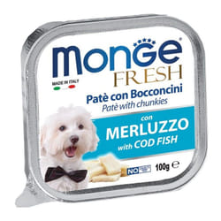 Fresh Patè e Bocconcini per Cane in Vaschetta da 100 gr Merluzzo - Monge