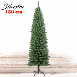 Flora - Albero Di Natale 150cm Silvestre Slim 278 Rami Super Folto Verde Base a Croce