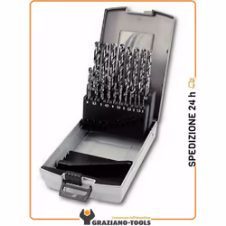 Assortimento di punte in HSS-G Rettificate Fornito in cassetta in ABS Ø punte: 1,0-1,5-2,0-2,5-3,0-3,5-4,0-4,5-5,0-5,5-6,0- 6 ...
