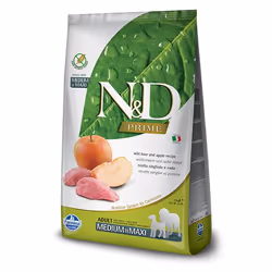 Farmina Pet Food N&D Prime, Adulto, Maxi (26 - 44 kg), Medio (11 - 25 kg), Mela, Cinghiale selvatico, 12 kg