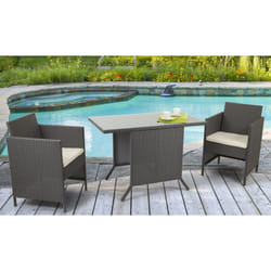 Set da giardino 'new relax' in ferro e rattan con 2 poltrone e un tavolino