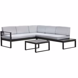 Set da giardino "Hydri" in alluminio grigio scuro con 6 sedute e tavolino.Salottino da esterno composto da divano angolare e ...