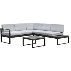 Set da giardino 'hydri' in alluminio grigio scuro con 6 sedute e tavolino