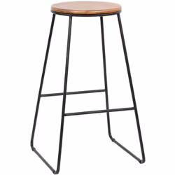Sgabello "Achelor" in legno e metallo nero, 32x32x71 cm.Lo sgabello "Achelor" con una struttura in metallo e legno naturale,  ...