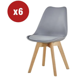 Casa Collection - sedia da pranzo 'leila' grigio con gambe in legno 6 pezzi