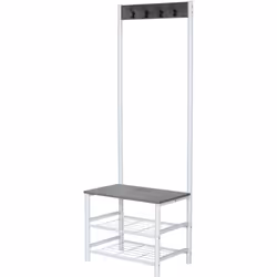 Appendiabiti con tre ripiani in metallo e legno bianco e cemento.Un elemento di arredo originale e fresco, perfetto per un in ...